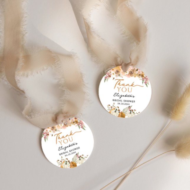 Rustik Höst Blommig Pumpa Bröllopsdusch Tack Gåvor Etiketter (Skapare uppladdad)