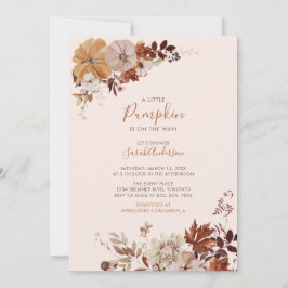 Rustik Höst Blommig Pumpa Rosa Bebis Shower Inbjudningar