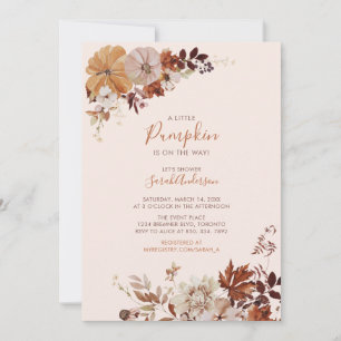 Rustik Höst Blommig Pumpa Rosa Bebis Shower Inbjudningar