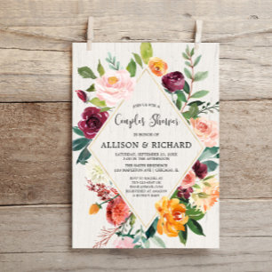 Rustik höst blomster par gemensam baby shower inbjudningar