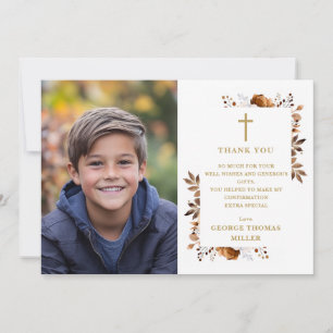 Rustik höst boho elegant blomsterfotobekräftelse tack kort