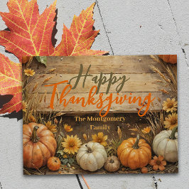 Rustik Höst Eleganta Pumpor Blommor Tacksgiving Vykort