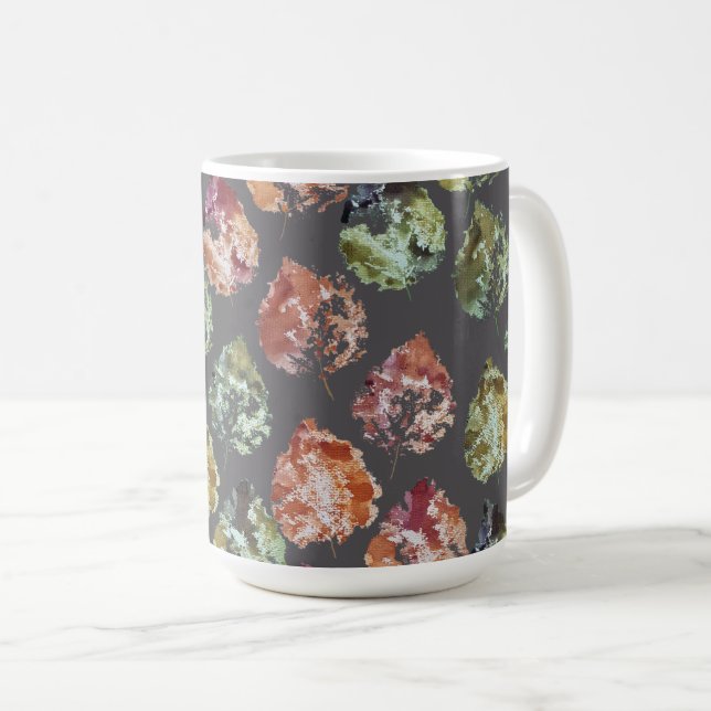 Rustik höst fallande löv akvarell konst kaffemugg (Framsida höger)