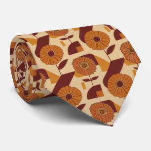 Rustik Höst Floral Geometrisk Mönster (3) Slips