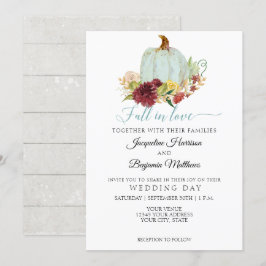 Rustik Höst Förälskad Blå Pumpa Burgundy Blommor Inbjudningar