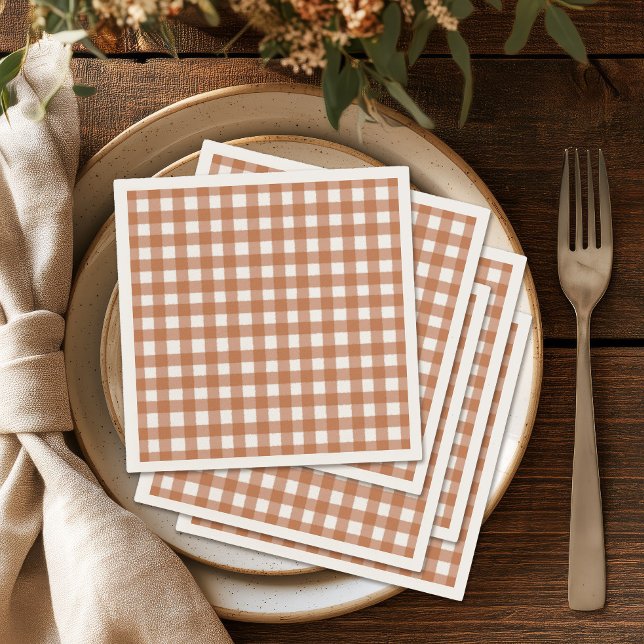 Rustik Höst Gingham Middagskväll Pappersservett (Skapare uppladdad)
