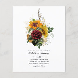 Rustik Höst - Höstblommig Bröllopsinbjudan Flygblad