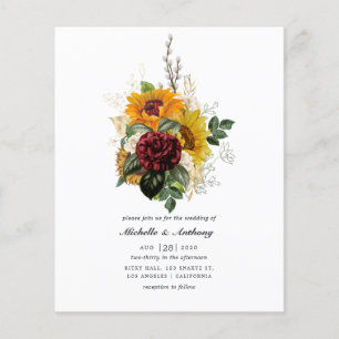 Rustik Höst - Höstblommig Bröllopsinbjudan Flygblad
