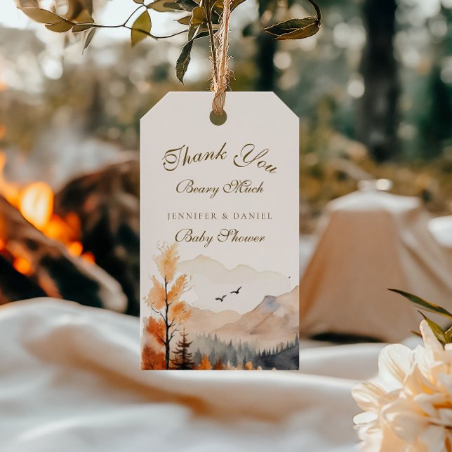 Rustik Höst i Bergstrakten Björnaktig Tack Presentetikett (Skapare uppladdad)