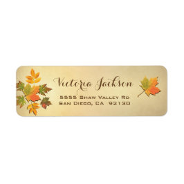 Rustik Höst löv adressetikett Returadress Etikett