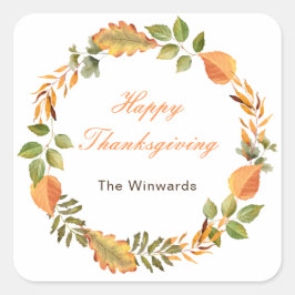 Rustik Höst Löv Fyrkantig Thanksgiving Fyrkantigt Klistermärke
