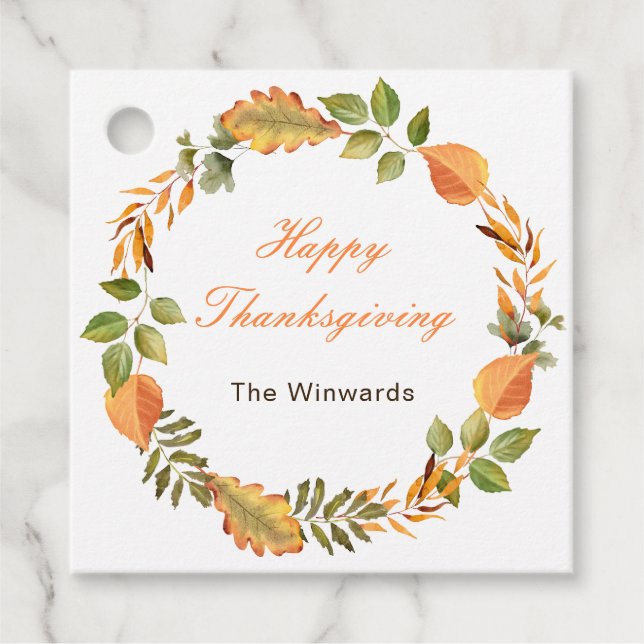Rustik Höst Löv Fyrkantig Thanksgiving  Gåvor Etiketter (Framsida)