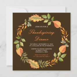 Rustik Höst löv hösten Thanksgiving Party Inbjudningar