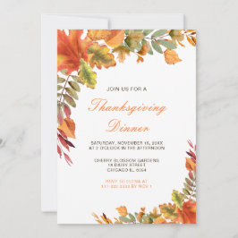 Rustik Höst löv hösten Thanksgiving Party Inbjudningar