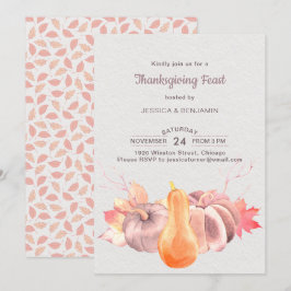 Rustik Höst löv och Thanksgiving av pumpor Inbjudningar