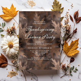 Rustik Höst löv Thanksgiving Middag Party Inbjudningar