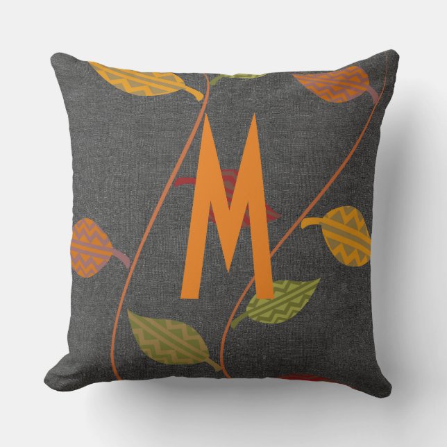 Rustik Höst löv Vibe Add Monogram Kudde (Framsida)