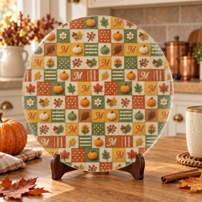 Rustik Höst Patchwork Pumpa Monogram (Skapare uppladdad)
