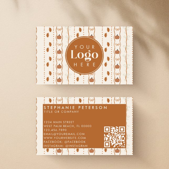 Rustik Höst Pumpa Höst Anpassad Logotyp QR-kod Visitkort (Skapare uppladdad)