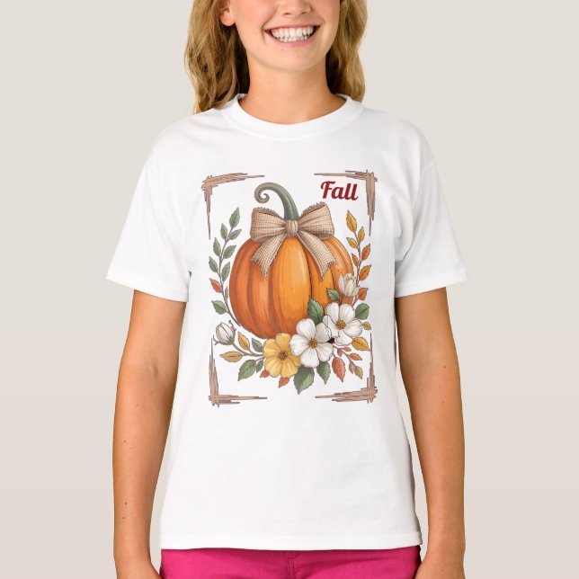 Rustik Höst Pumpa Linne Band Vilda Blommor Hösten  T Shirt (Framsida)
