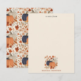 Rustik Höst Pumpa Vilda Blommor Löv Anteckningskort