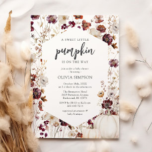 Rustik Höst Pumpa Vildblomma Baby Shower Inbjudningar