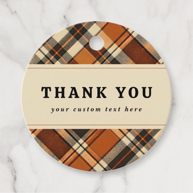 Rustik Höst Stugidyll Plaid Foto Tackkort Gåvor Etiketter (Framsida)