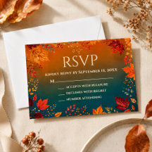 Rustik Höst Teal och Orangea Löv RSVP