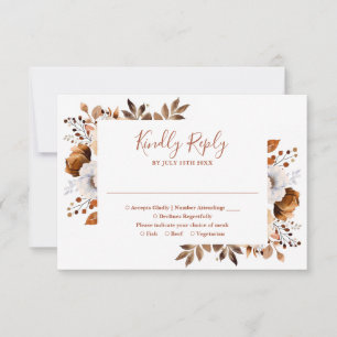 Rustik höst terrakotta elegant blomsterbröllop OSA kort