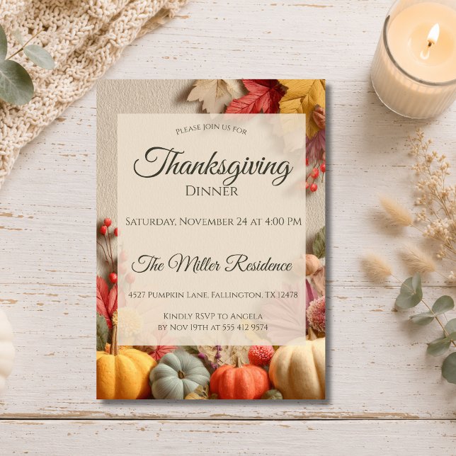 Rustik Höst Thanksgiving Middagsinbjudan Inbjudningar (Skapare uppladdad)