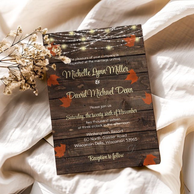 Rustik Höstbelysning Ladan Bröllopsinbjudan Inbjudningar (Skapare uppladdad)