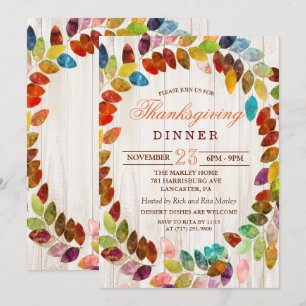 Rustik Höstblad Thanksgiving Middagsinbjudan Inbjudningar