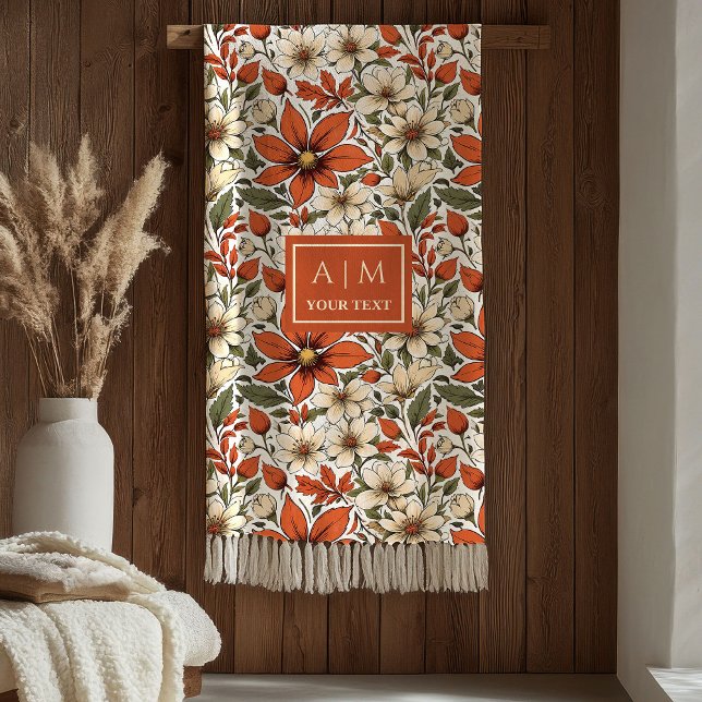 Rustik Höstblomma Koppar Terrakotta Olivfilt Fleecefilt (Rustic Fall Flowers Copper Terracotta Olive Blanket

)