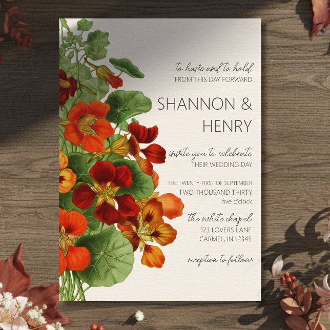 Rustik Höstblomma Modern Bröllopsinbjudan Inbjudningar (Invite guests to your big day with this Rustic Fall Floral Modern Wedding Invitation!)