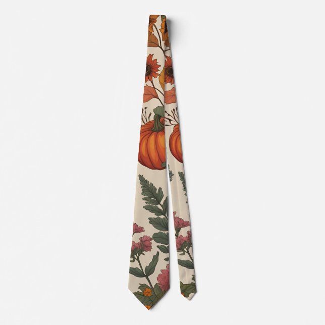 Rustik Höstblomma Pumpa - Höstskörd  Slips (Framsida)