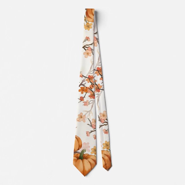 Rustik Höstblomma Pumpa - Höstskörd  Slips (Framsida)