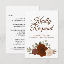 Rustik höstblomma Rost orange rosor Bröllop OSA Kort