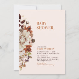 Rustik höstblommig baby shower-inbjudan inbjudningar