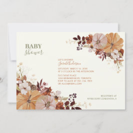 Rustik höstblommig baby shower-inbjudan inbjudningar