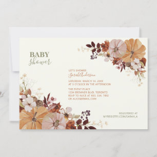 Rustik höstblommig baby shower-inbjudan inbjudningar