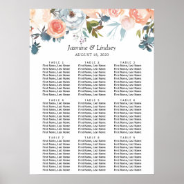 Rustik Höstblommig Bröllopsställningskarta Poster