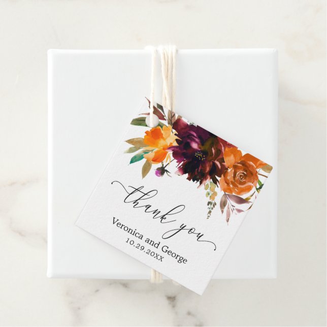Rustik höstblommig elegant bröllop gåvor etiketter (På plats)