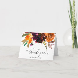 Rustik höstblommig elegant bröllop tack kort