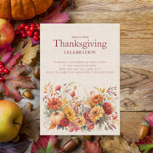 Rustik Höstblommig Linne Thanksgiving