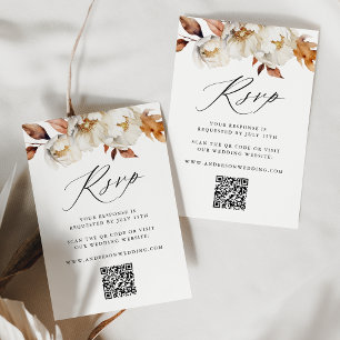 Rustik Höstblommig QR-kod Bröllop OSA Kort