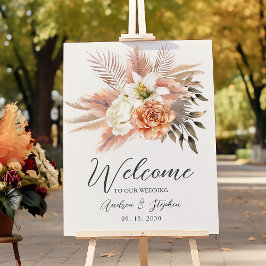 Rustik höstblommig välkomstskylt för bröllop poster