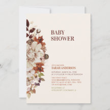 Rustik höstblomster Baby Shower inbjudan