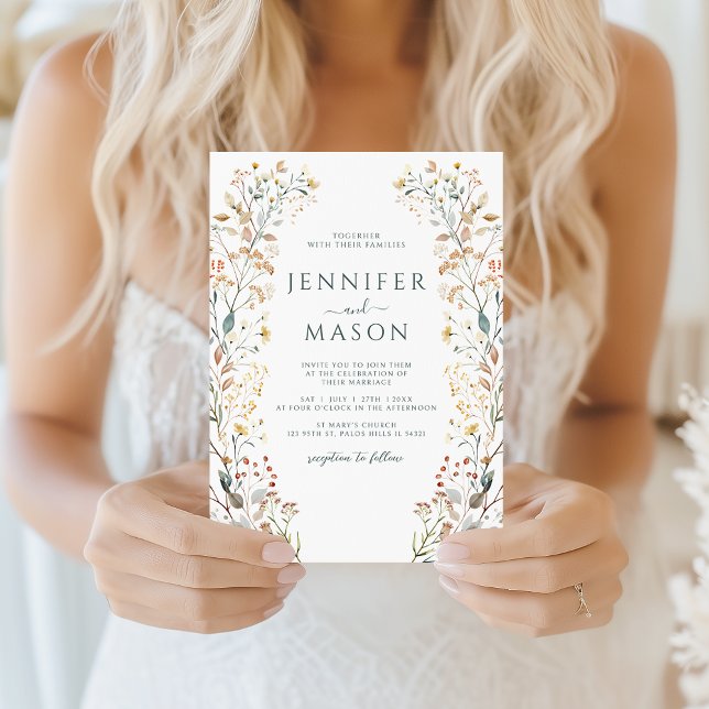 Rustik höstblomsterkrans bröllopsinbjudan inbjudningar (Skapare uppladdad)