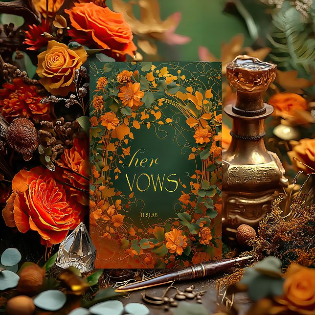 Rustik Höstbröllop Hennes Löftes Kort – Druid Hil (Breathtaking Druid Hills Her Vows Card )