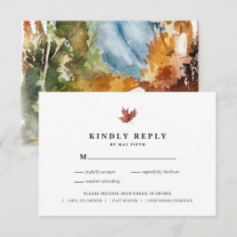 Rustik Höstbröllop RSVP | Akvarell Höst Tilläggskort